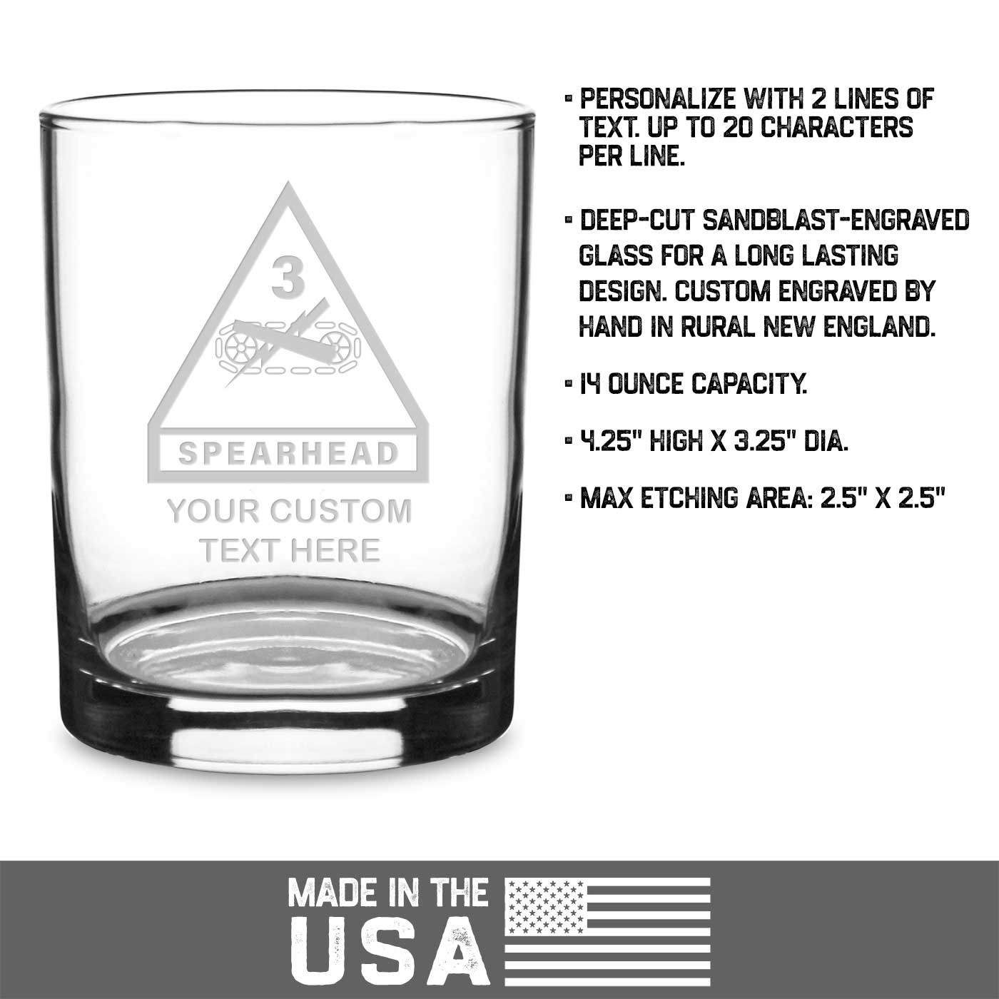 7.62 Design 3rd Armored bicchiere whisky 14 oz inciso
