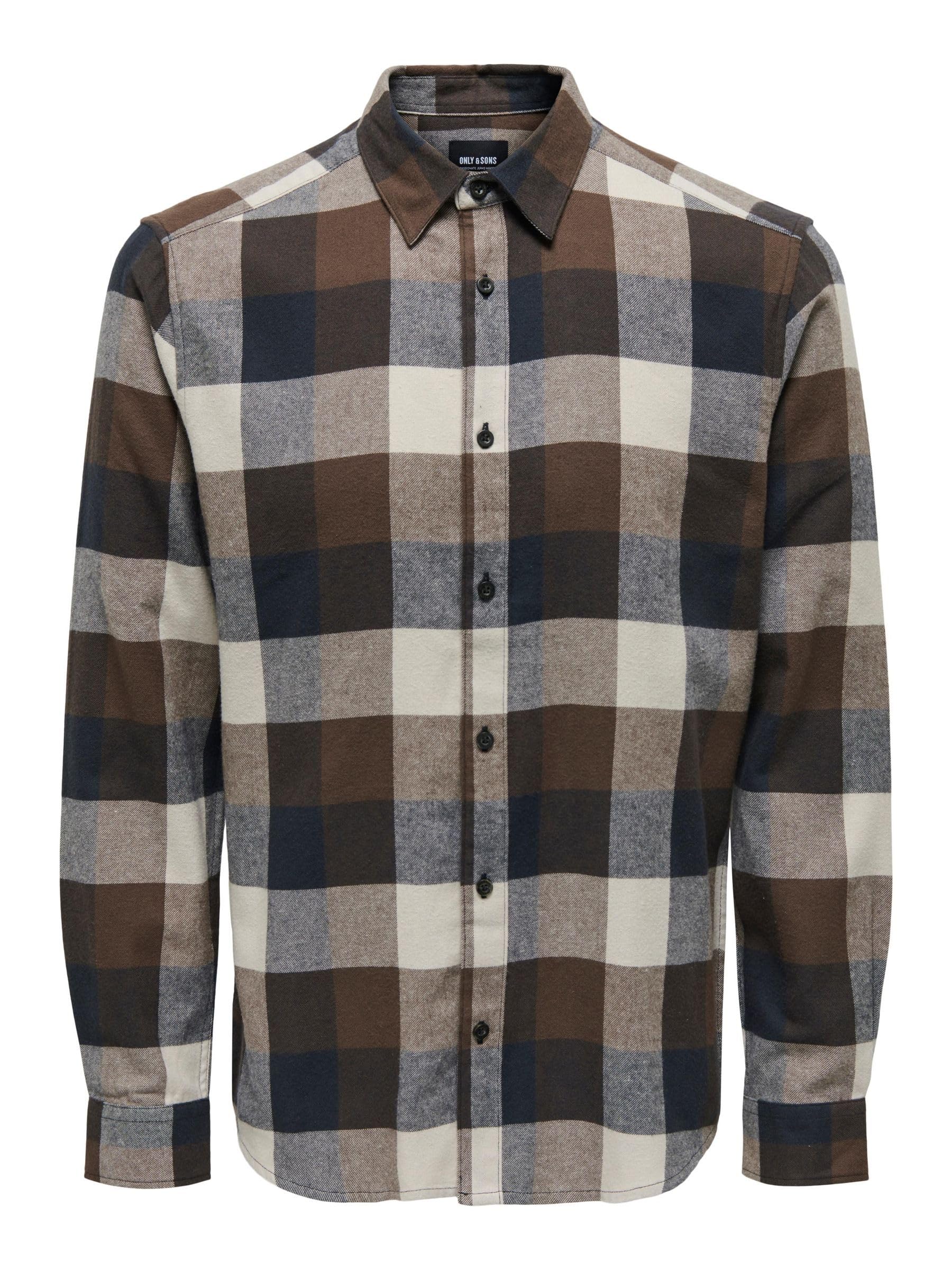 ONLY & SONS Camicia Uomo a Quadri Manica Lunga Cotone