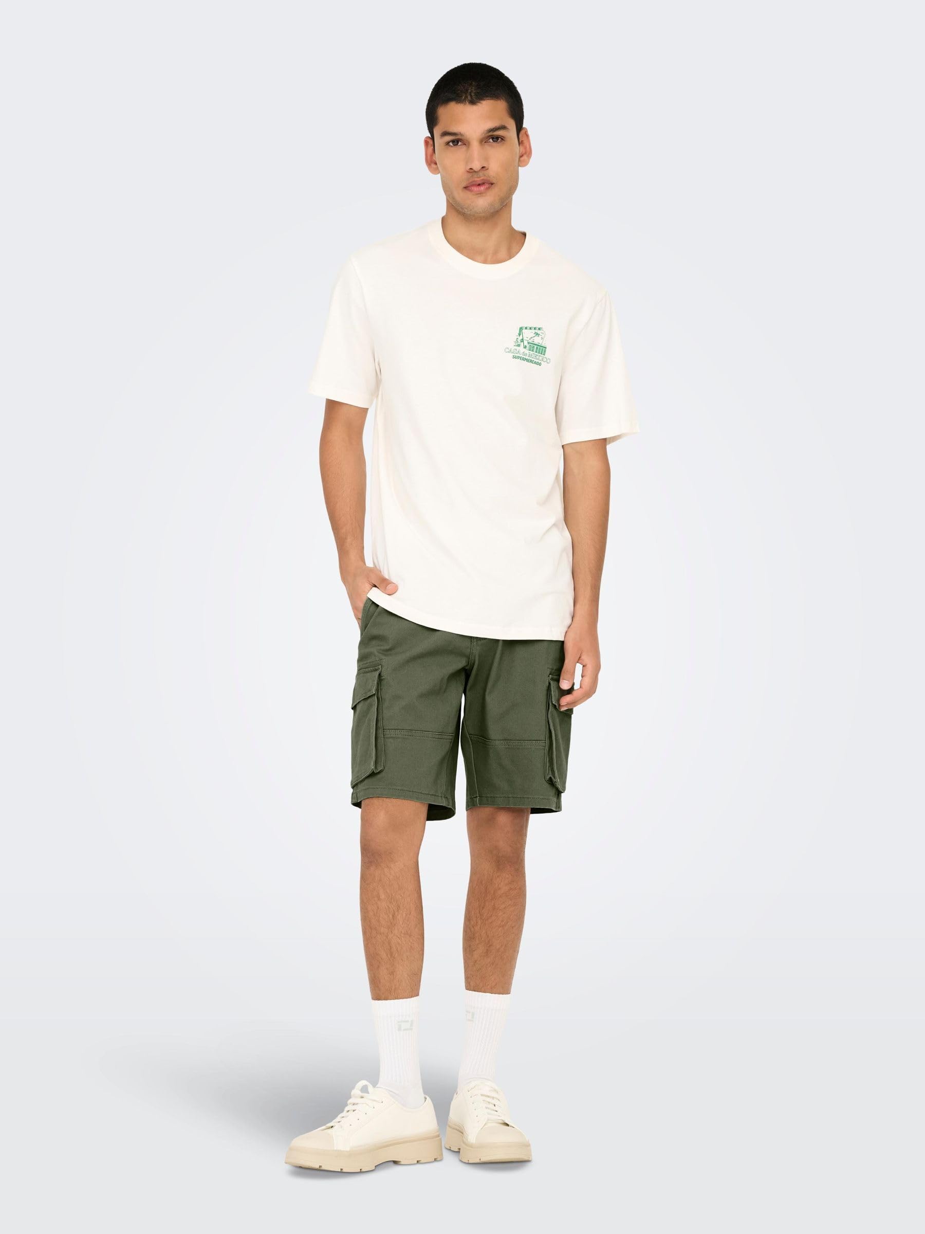Only & Sons Cargo Pantaloncini Uomo S Verde Tasche