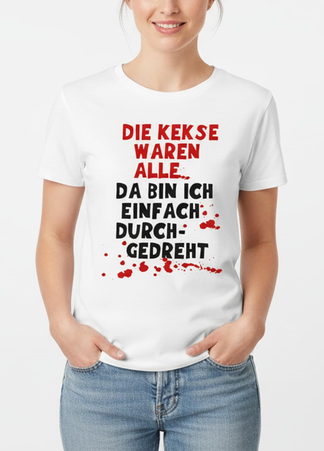 MAKAYA T-Shirt Donna Biscotti Sono Vuoti maglietta bianca S cotone