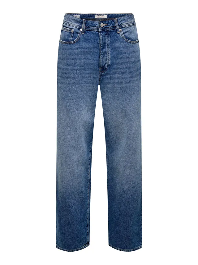Only & Sons OnsFade Vita Alta Loose Fit Jeans Light Blue Denim
