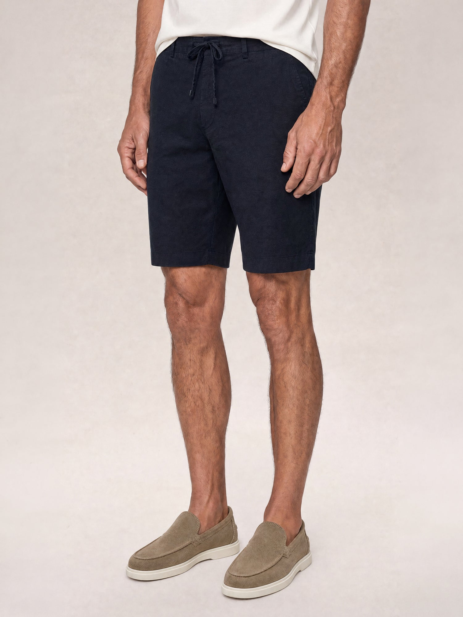 Robert Talbott Stewart shorts lino blu navy con coulisse