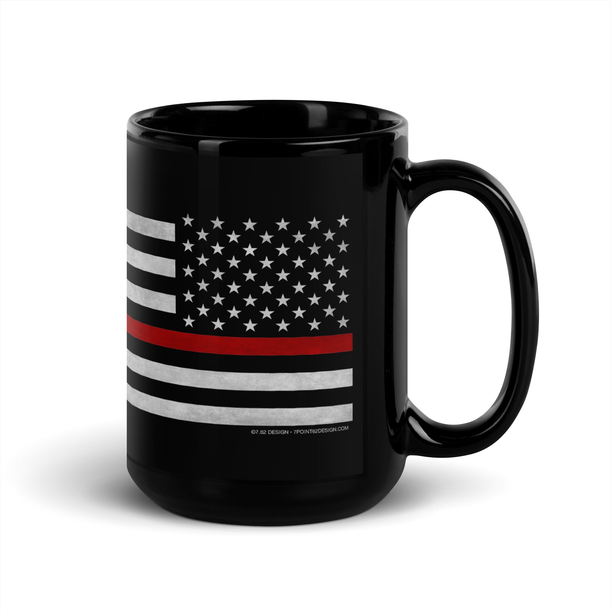 7.62 Design Firefighter Red Line Flag tazza ceramica 15oz nera