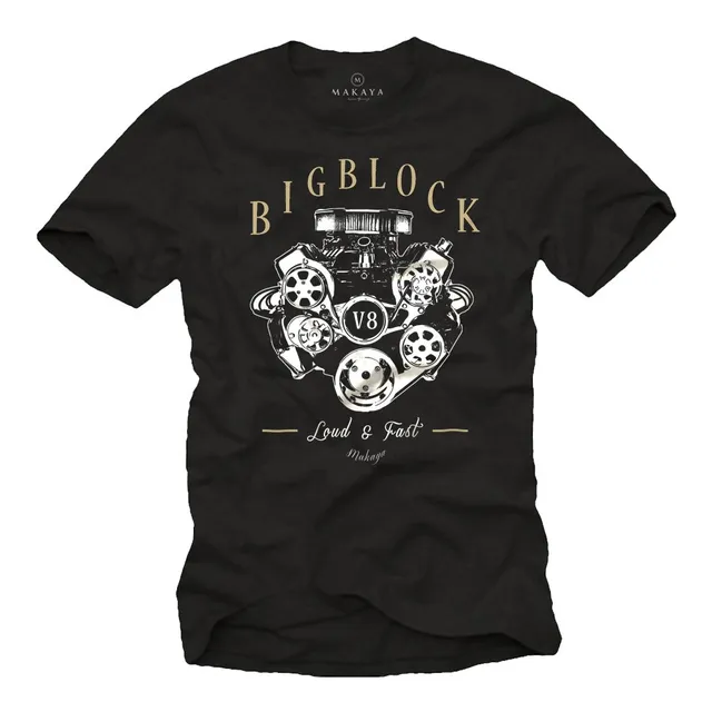 MAKAYA Big Block V8 Charger T-Shirt Uomo Cotone