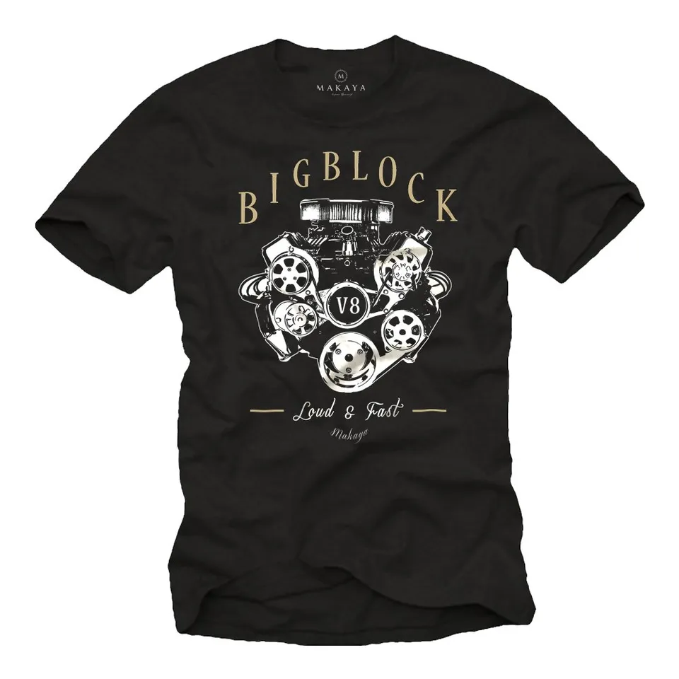 MAKAYA Big Block V8 Charger T-Shirt Uomo Cotone