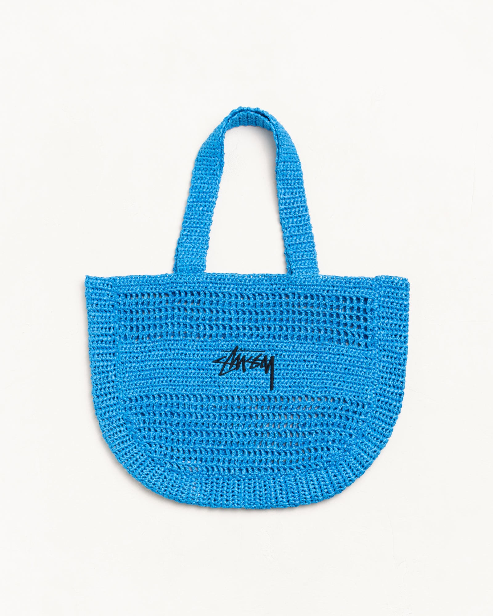 Stussy Woven Tote Bag borsa blue intrecciata 40 cm