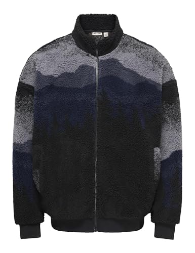 Only & Sons Onsadam Sherpa Bomber felpa uomo blu navy collo alto