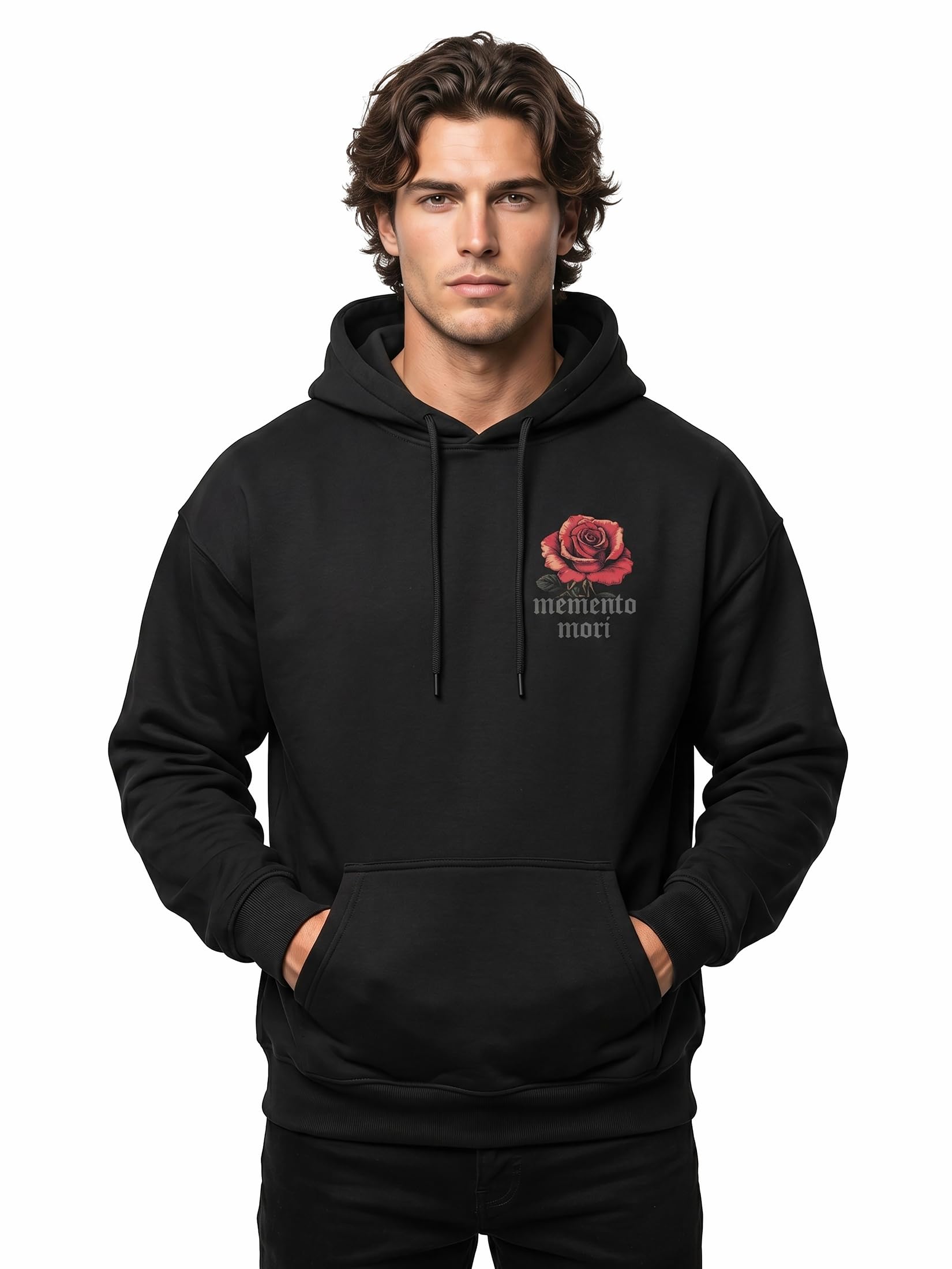MAKAYA Felpa con Cappuccio Uomo Rose hoodie cotone XXL