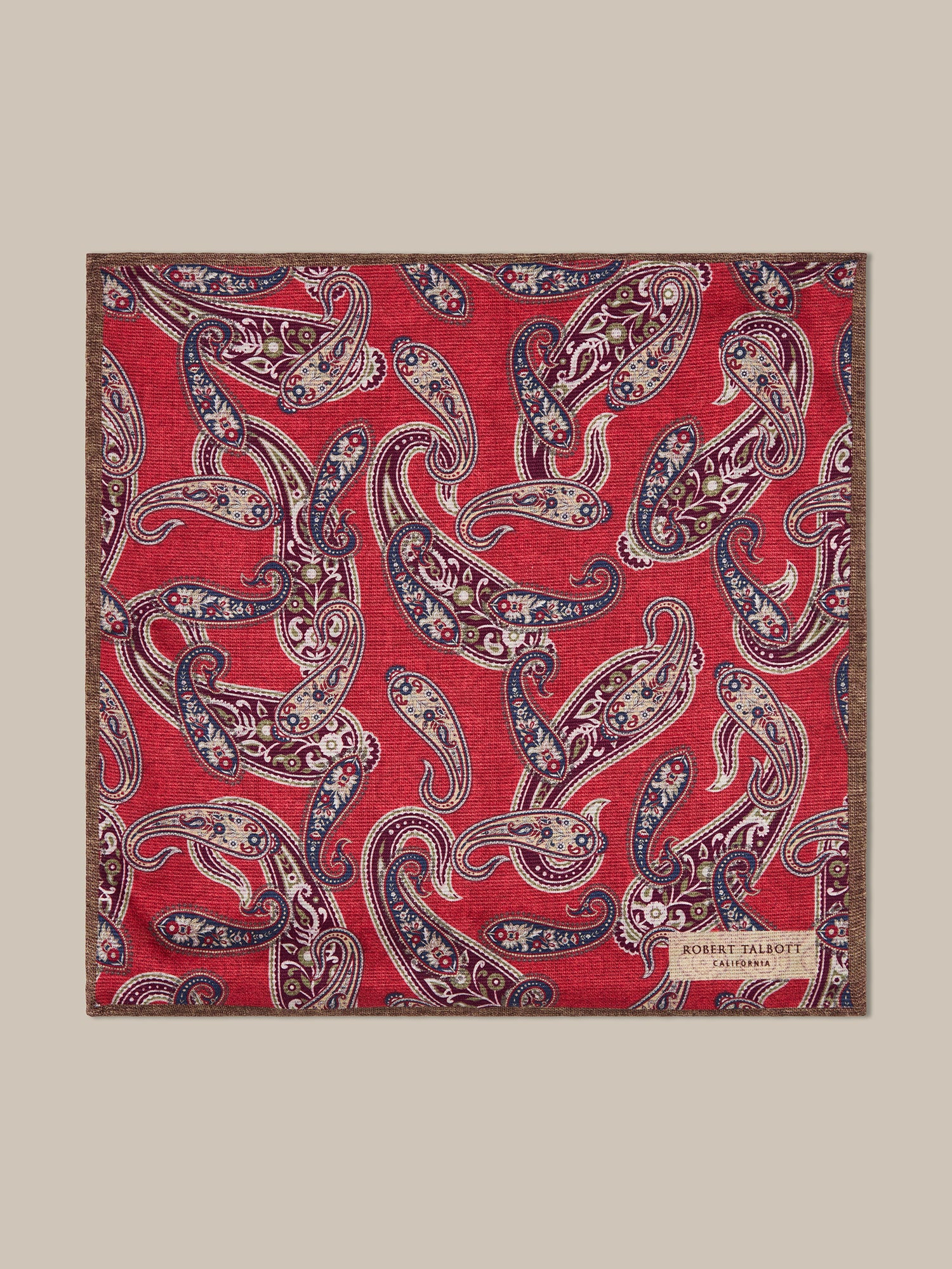 Robert Talbott Collins Pochette Seta Rosso Paisley