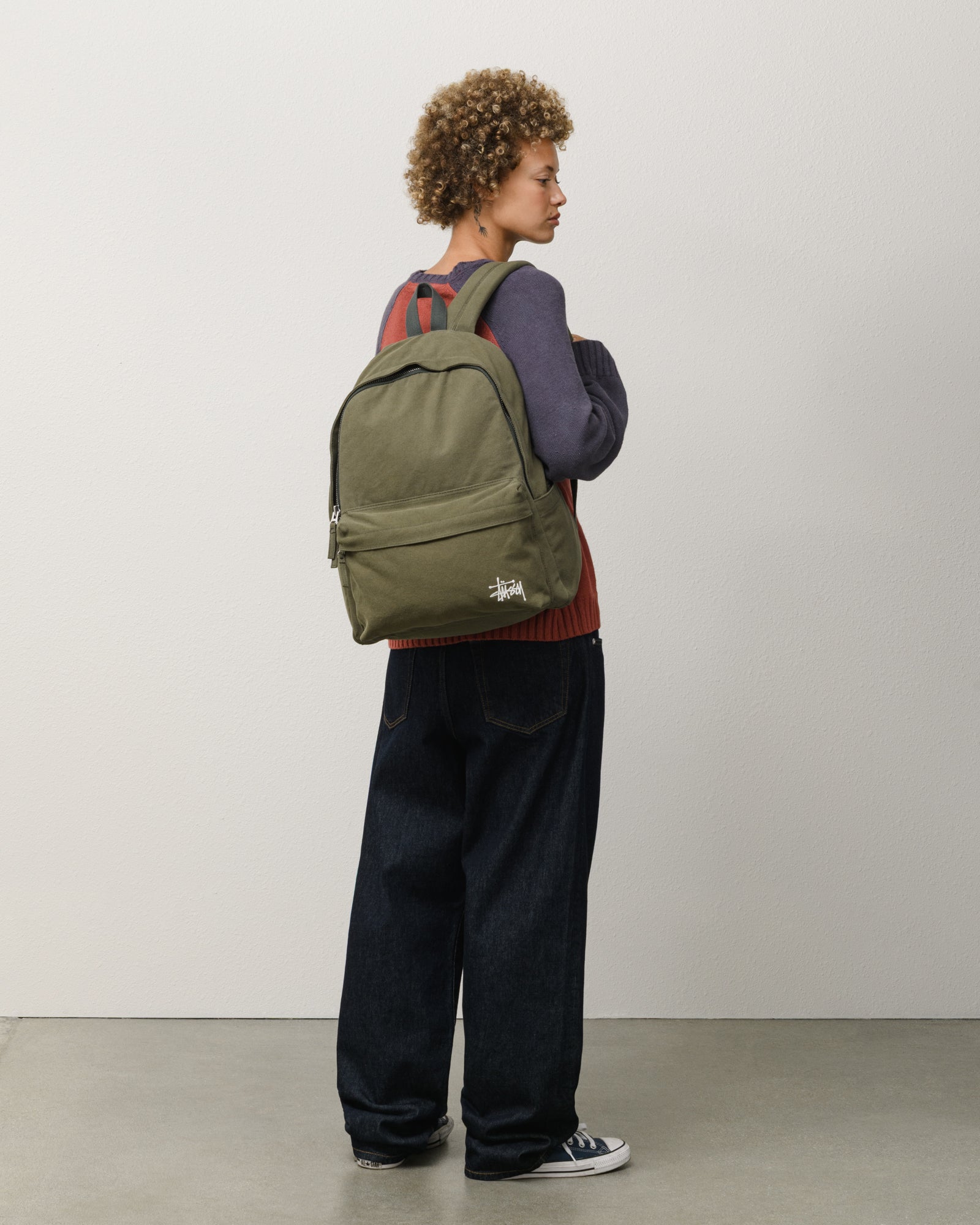 Stussy Canvas Backpack zaino verde cotone laptop 16"