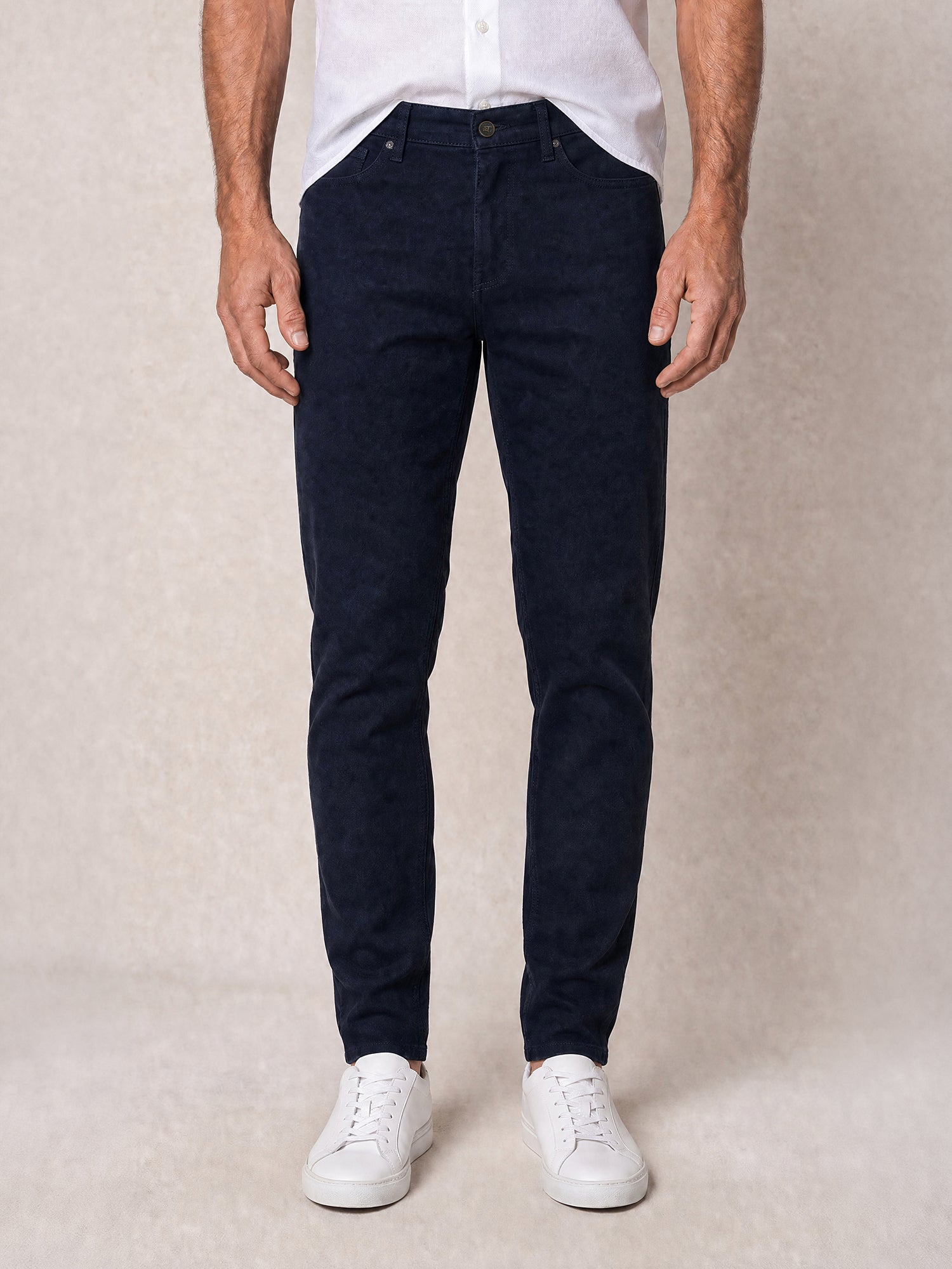 Robert Talbott Fernando Comfort Stretch pantalone lino navy 32x34