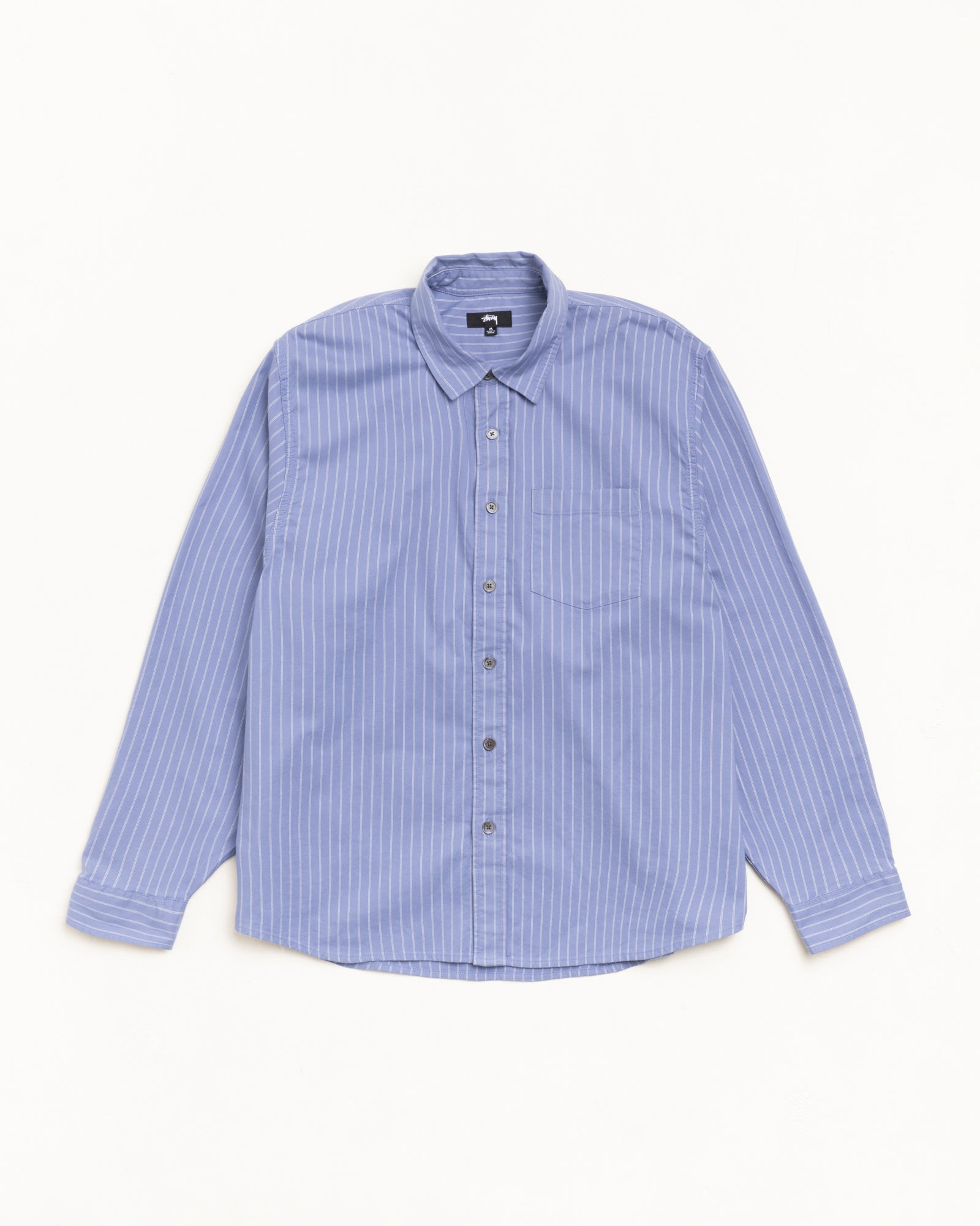 Stussy Oxford Shirt camicia Blue Stripe boxy fit cotone