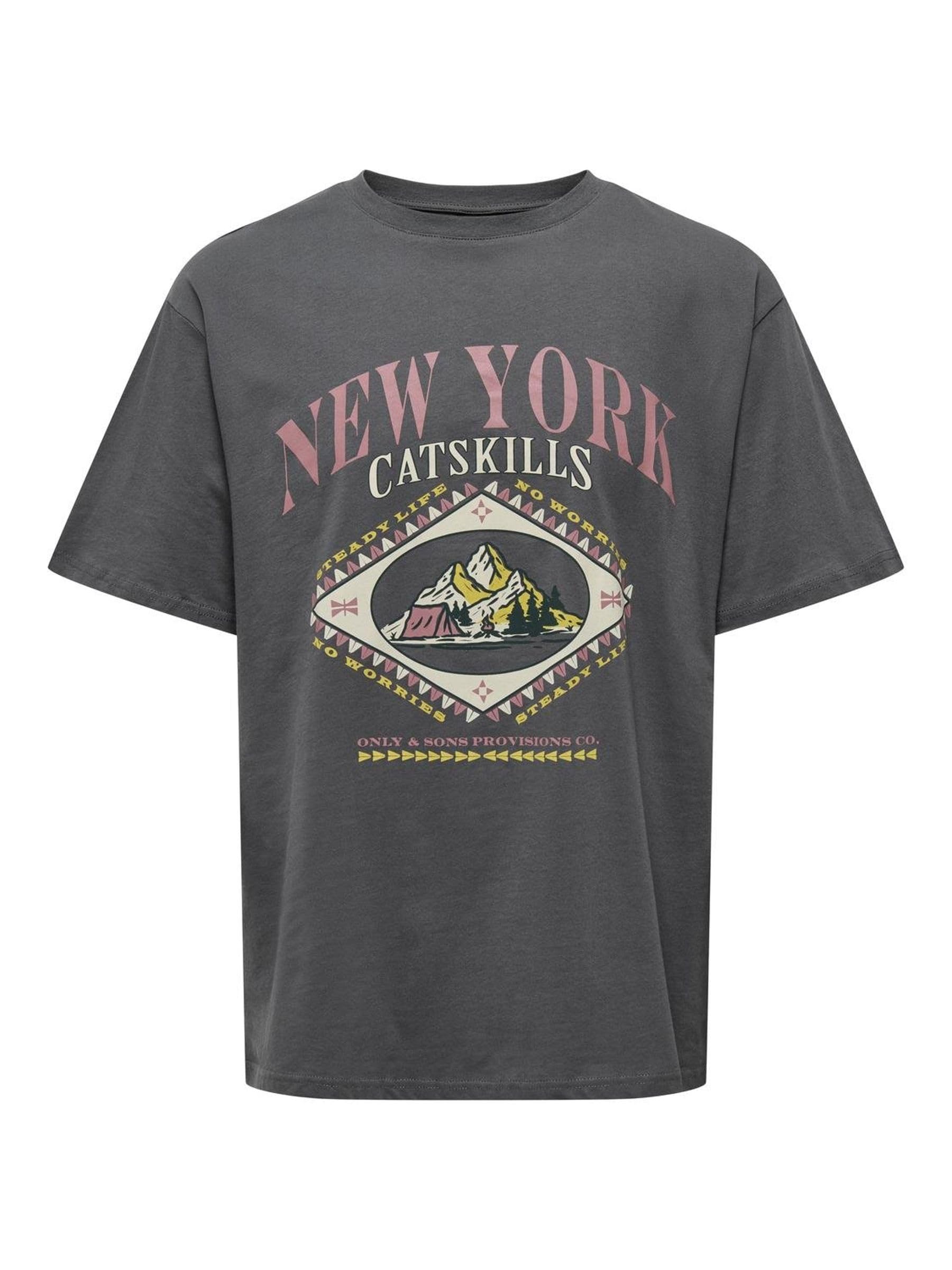 Only & Sons T-Shirt Uomo S Gessato Grigio Cotone