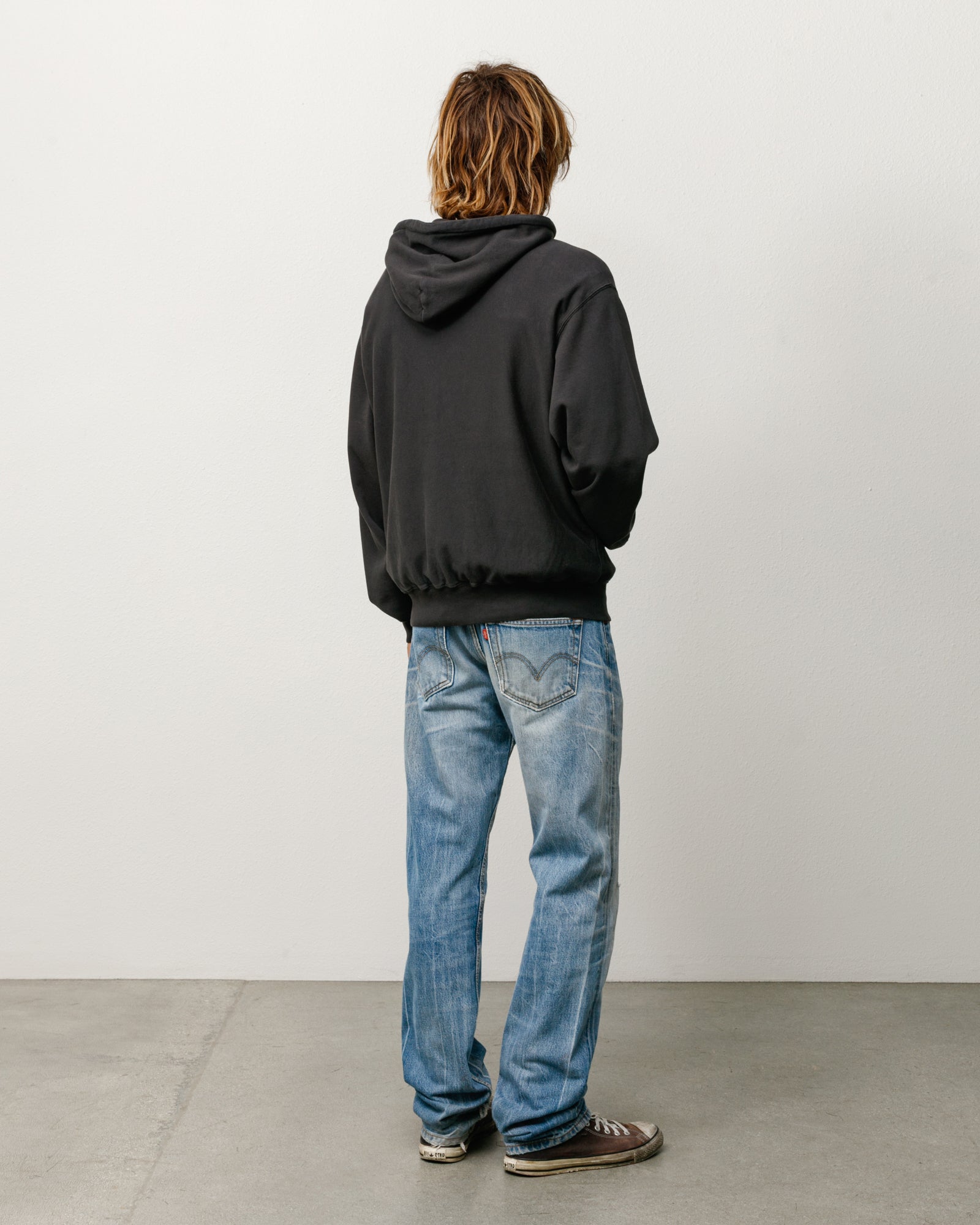 Stussy Terry Hoodie Felpa Nera Cotone Leggero