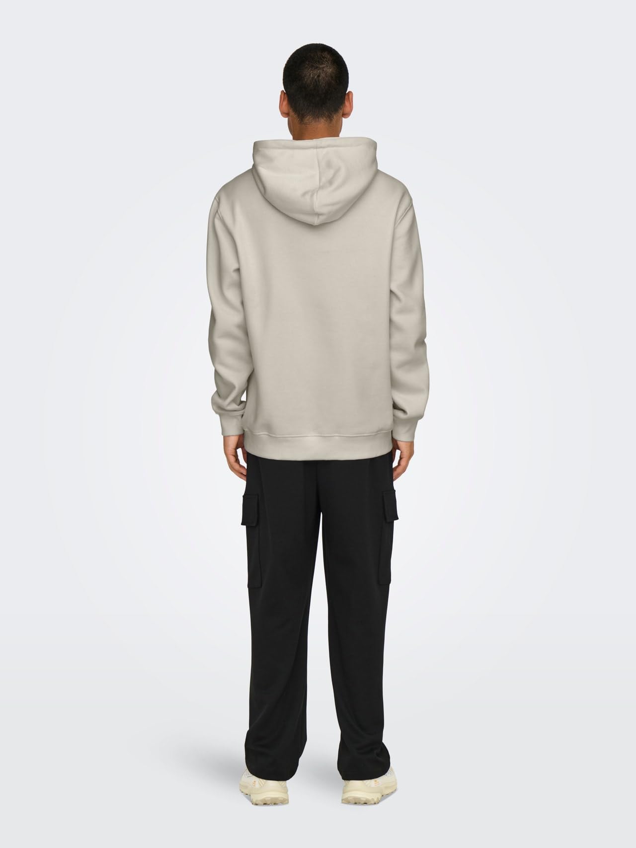 ONLY & SONS CURATED Felpa uomo L nero cappuccio cotone