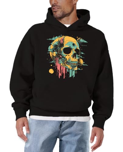 MAKAYA Skull felpa con cappuccio uomo 4XL teschio cotone