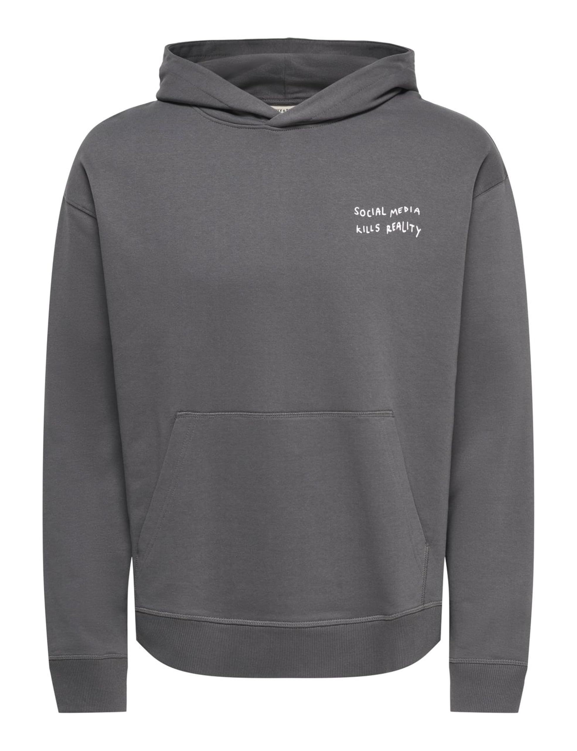 ONLY & SONS Onstroy Felpa Cappuccio Uomo Relaxed Grigio