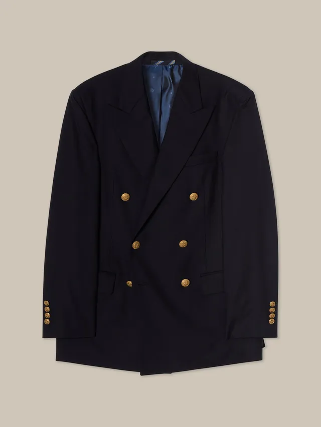 Robert Talbott Howell blazer doppiopetto lana blu navy