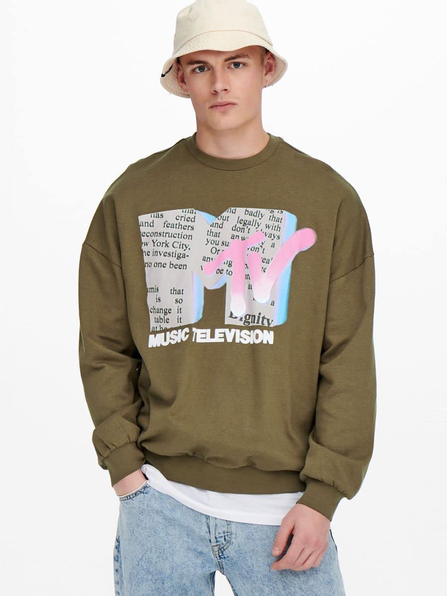 Only & Sons Onsmtv Felpa Uomo Teak Stampa MTV
