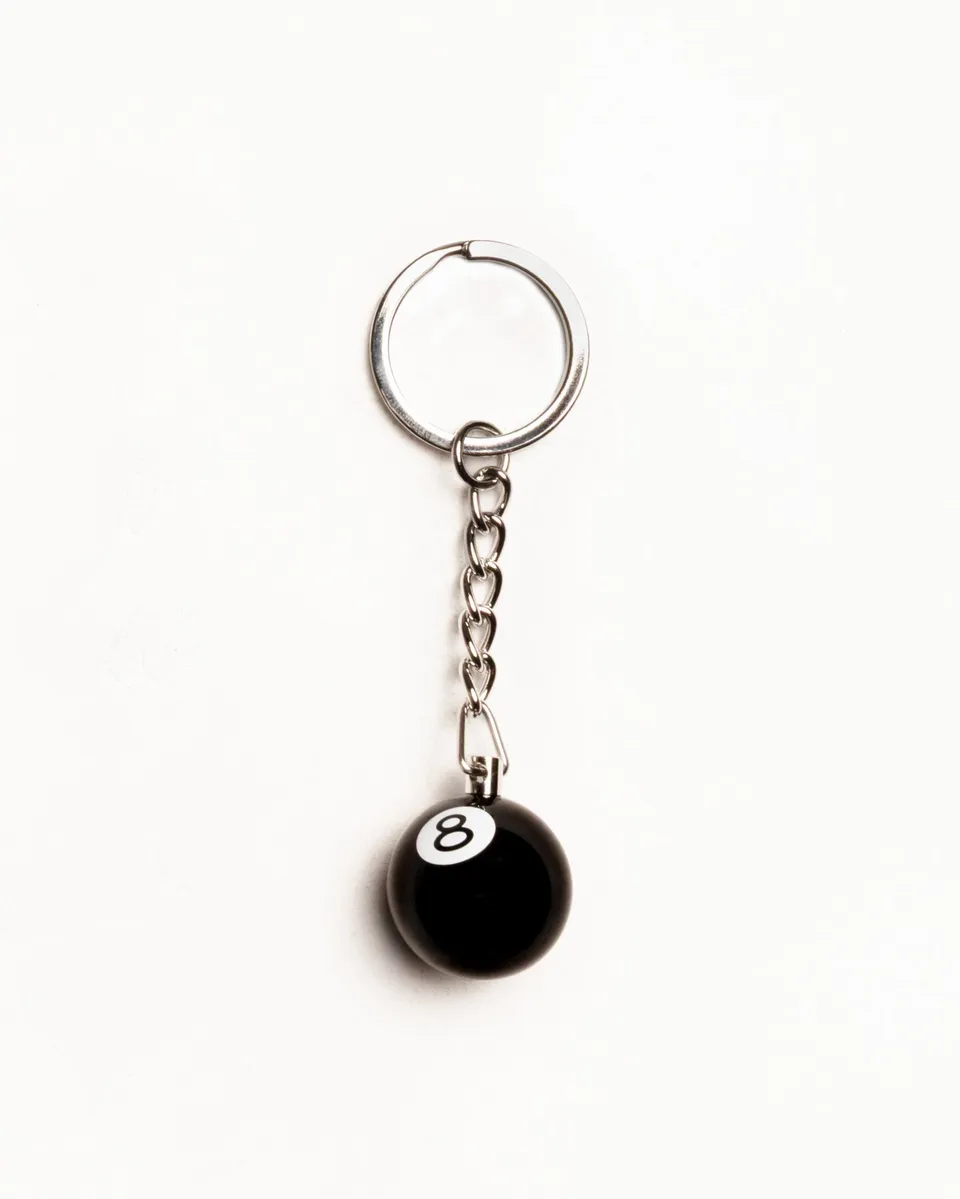 Stussy 8 Ball Keychain portachiavi nero metallo