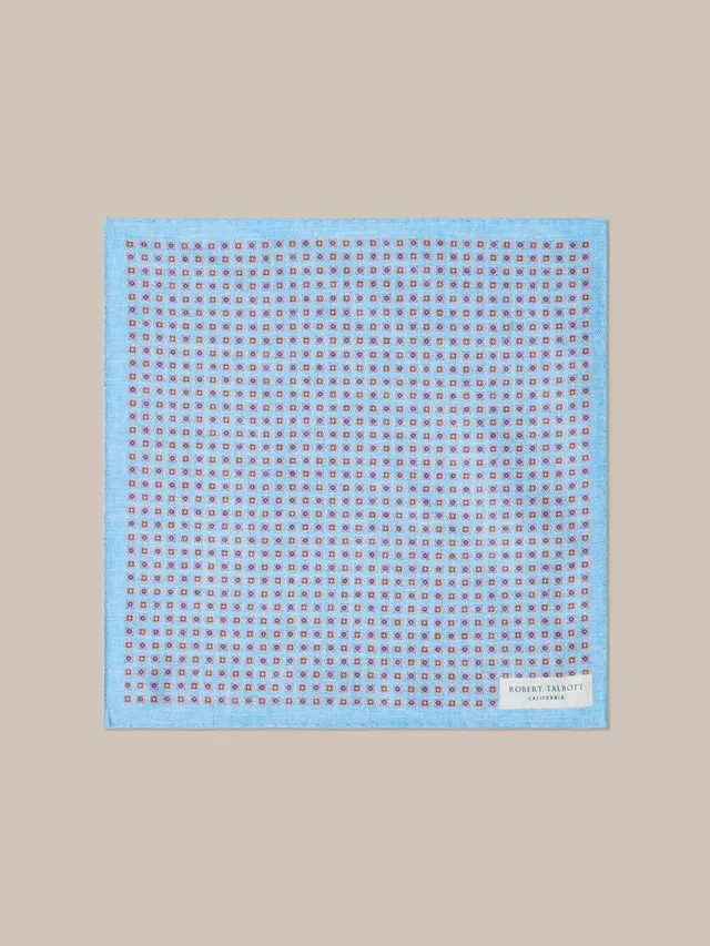 Robert Talbott Pocket Squares Colton Reversible pochette seta blu
