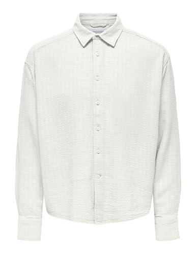 Only & Sons Onslatham Camicia Lino Uomo Manica Lunga Navy