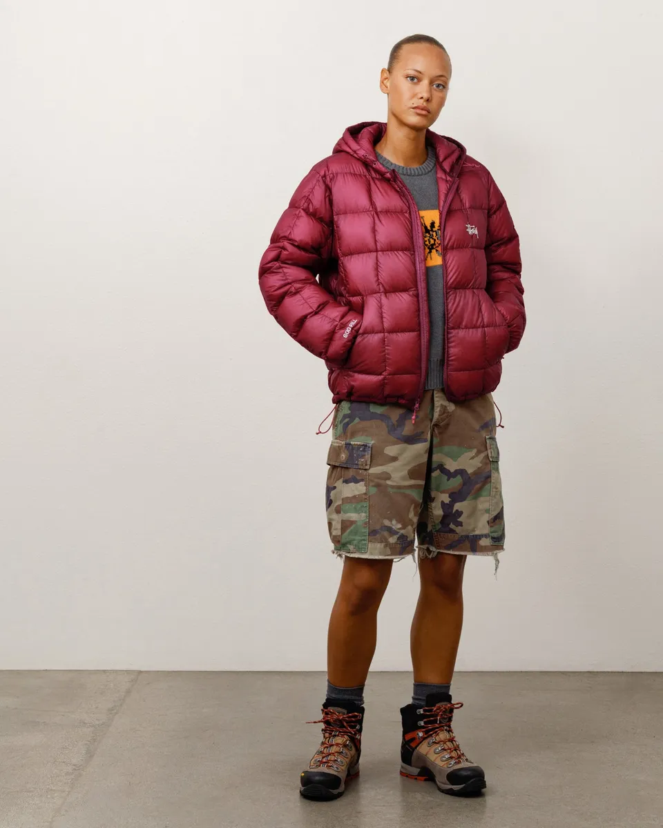Stussy Midweight Hooded Puffer piumino Fuchsia 600-fill nylon
