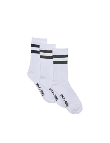 Only & Sons Onsrody Calzini Uomo 43-46 3 pack bianco strisce