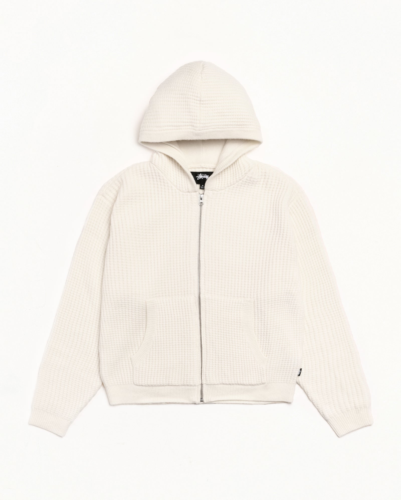 Stussy Waffle Cashmere Zip Hood maglione Ivory cachemire