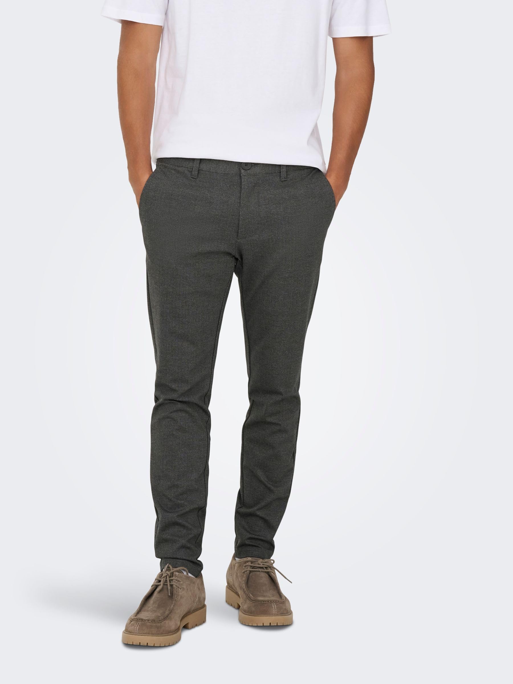 Only & Sons Onsmark Slim Check 020960 Pantaloni 32W/32L Nero