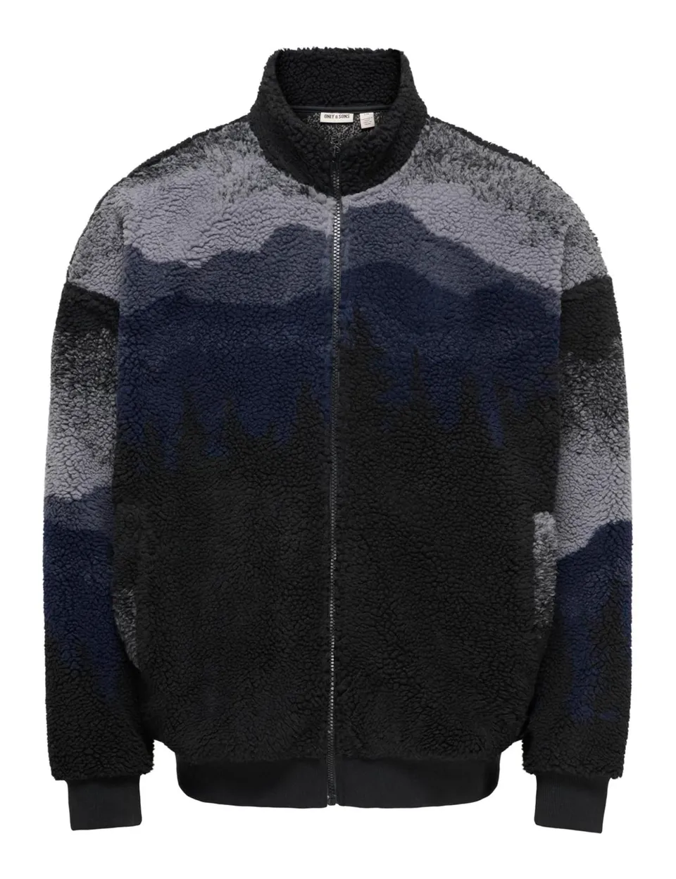 Only & Sons Onsadam Sherpa Bomber felpa uomo blu navy collo alto