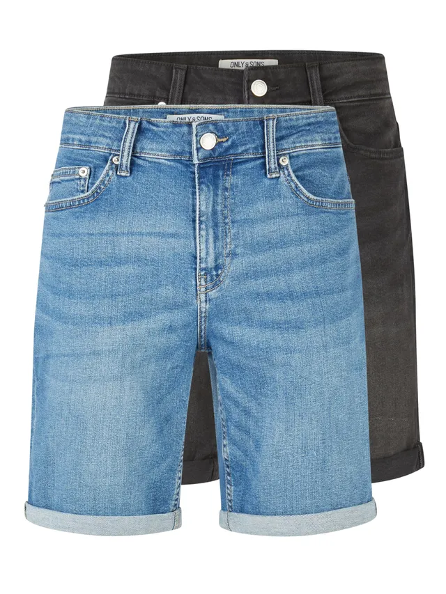 ONLY & SONS Onsply Pantaloncini Uomo 2 Pezzi Medio-blu/Nero Denim
