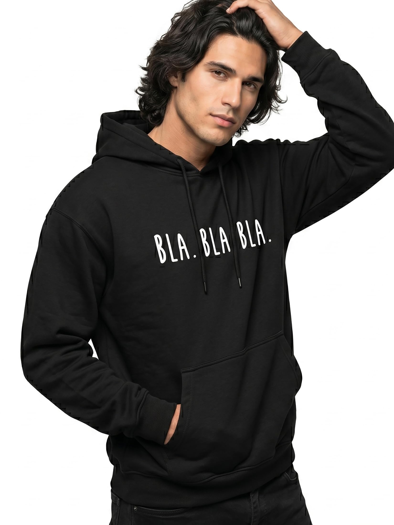 MAKAYA Felpe con Cappuccio Bla Bla Bla felpa 3XL cotone pettinato