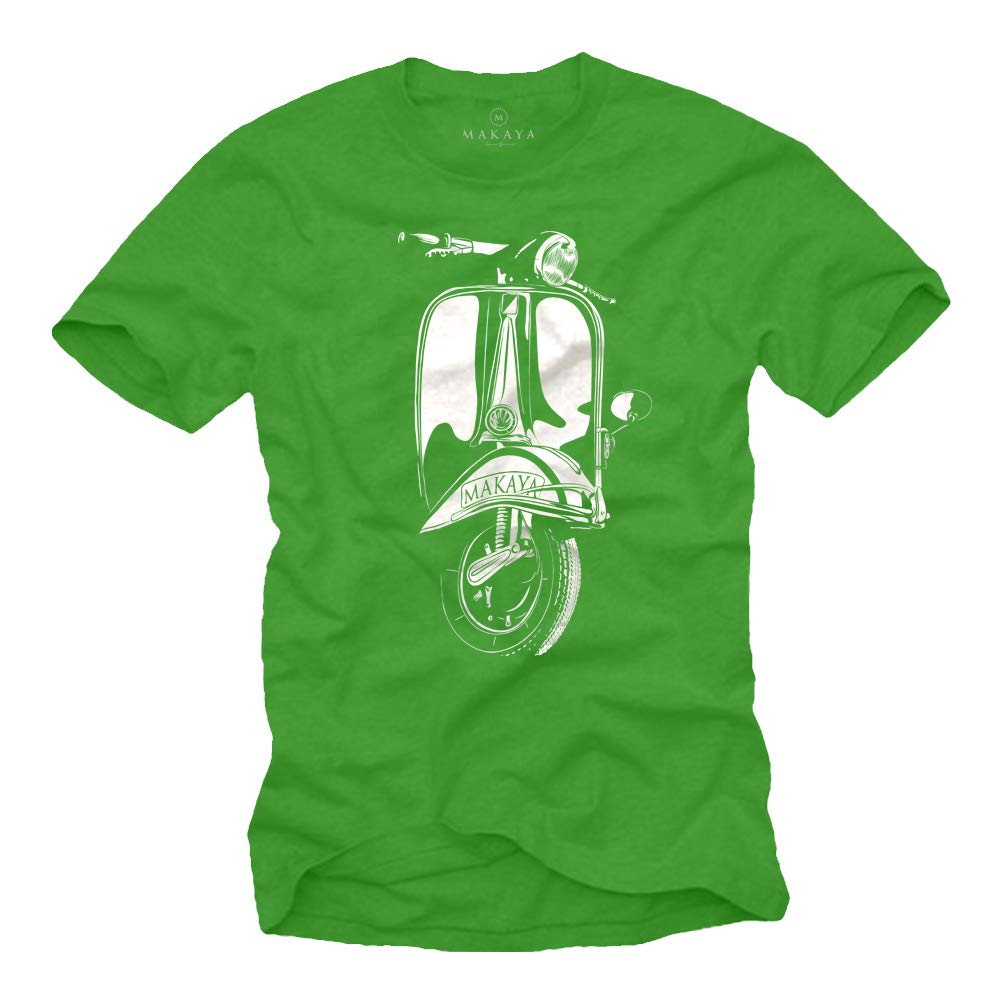 MAKAYA T-Shirt Uomo Moto Maglietta Verde Cotone 100%