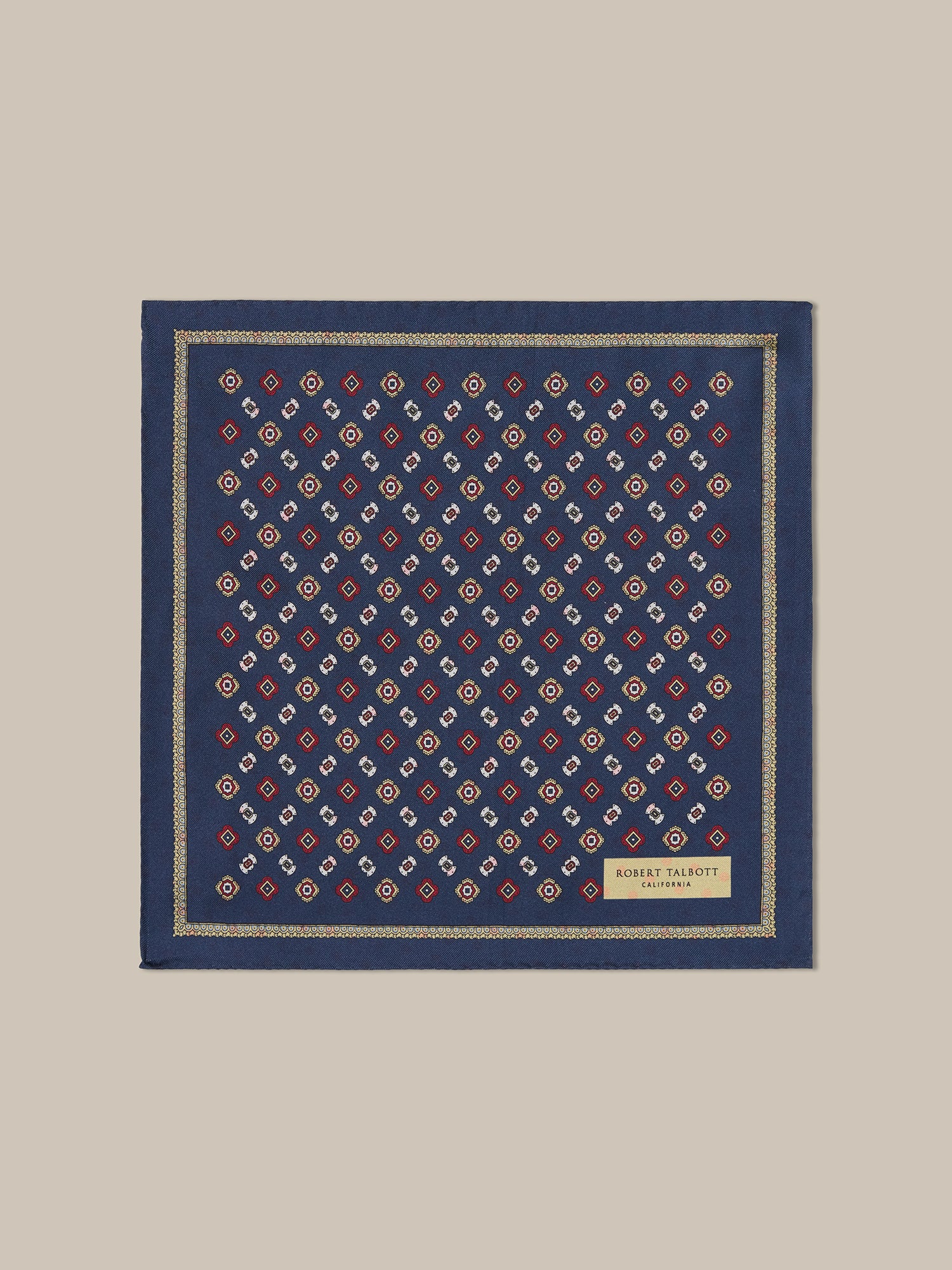Robert Talbott Collins Medallion pochette seta blu navy