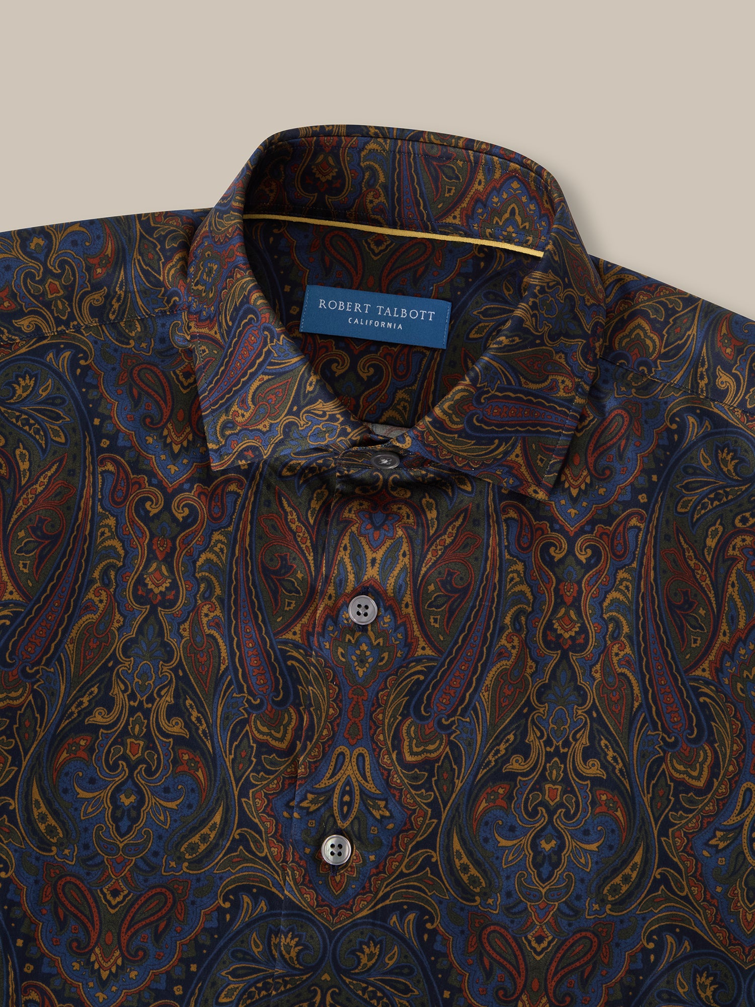 Robert Talbott Reynolds Camicia Cotone Paisley Blu Multi