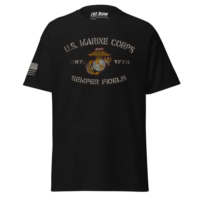 7.62 Design Marine Corps Vintage t-shirt uomo cotone nero navy