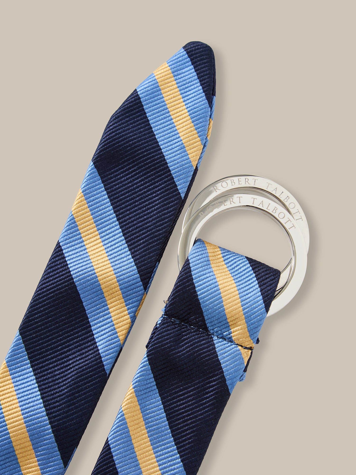 Robert Talbott Buckley cintura seta blu a righe rep