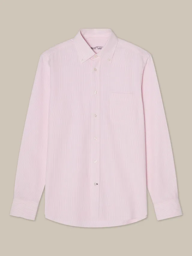 Robert Talbott Harrison Camicia Oxford Cotone Rosa Stripe