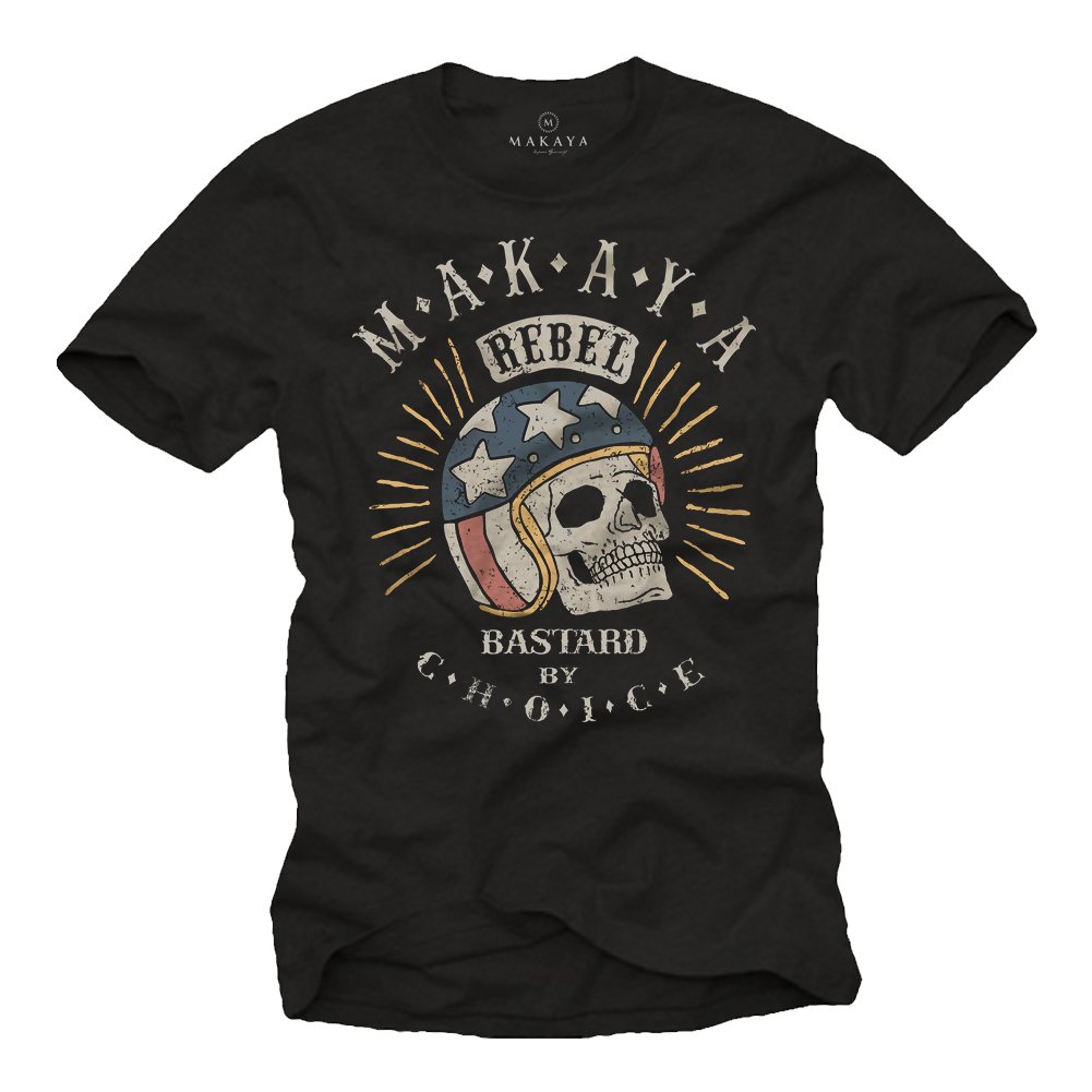 Makaya Teschio Casco Motocross T-Shirt Uomo Nera