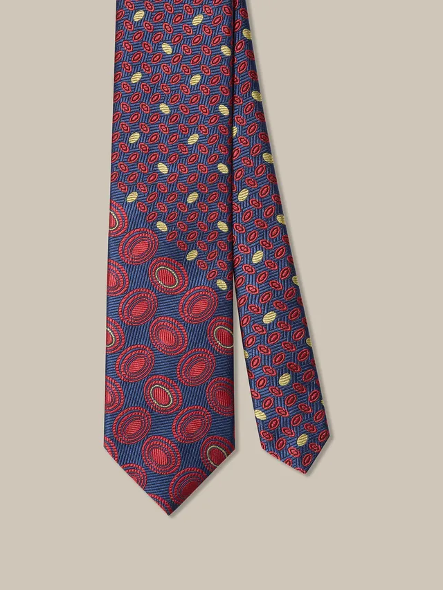 Robert Talbott Dot Stripe Cravatta Seta Rossa Multi REG