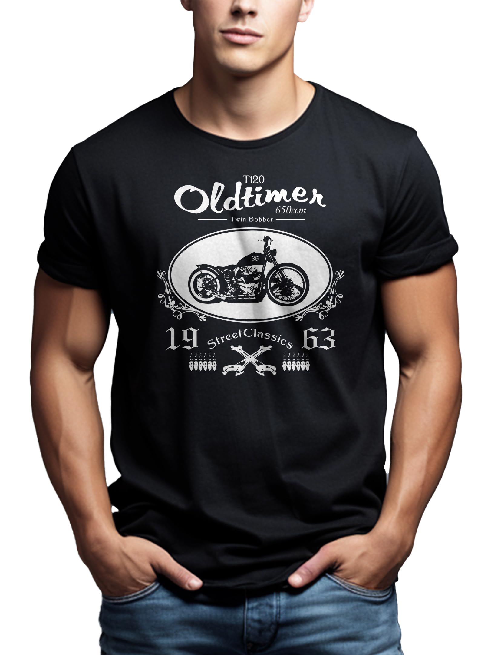 Makaya Custom Bobber Bonneville T-Shirt Uomo XL Nera