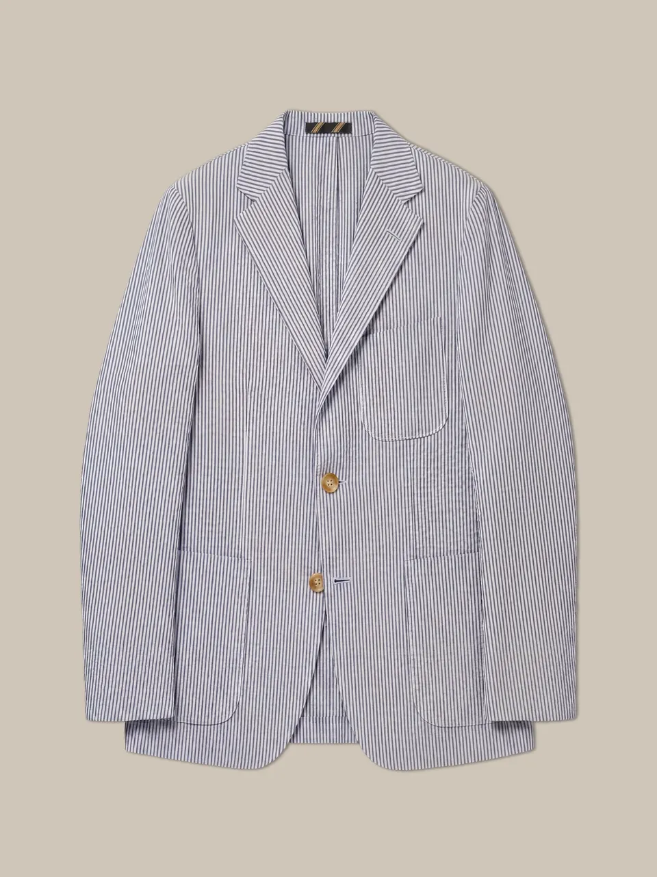 Robert Talbott Clarke Blazer Uomo Blu Bianco Riga Seersucker