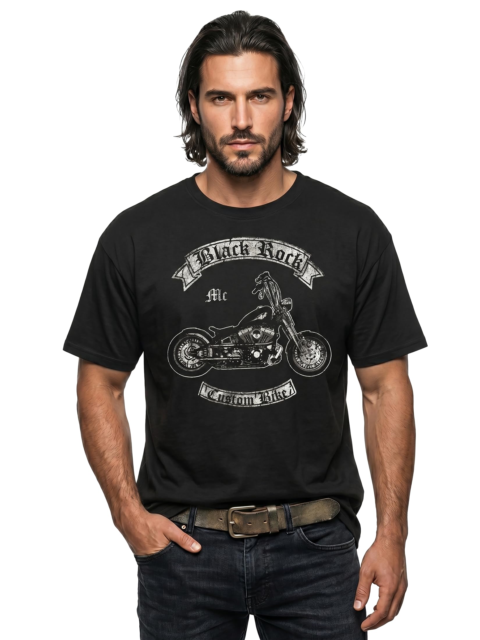 MAKAYA Moto maglietta uomo biker 100% cotone