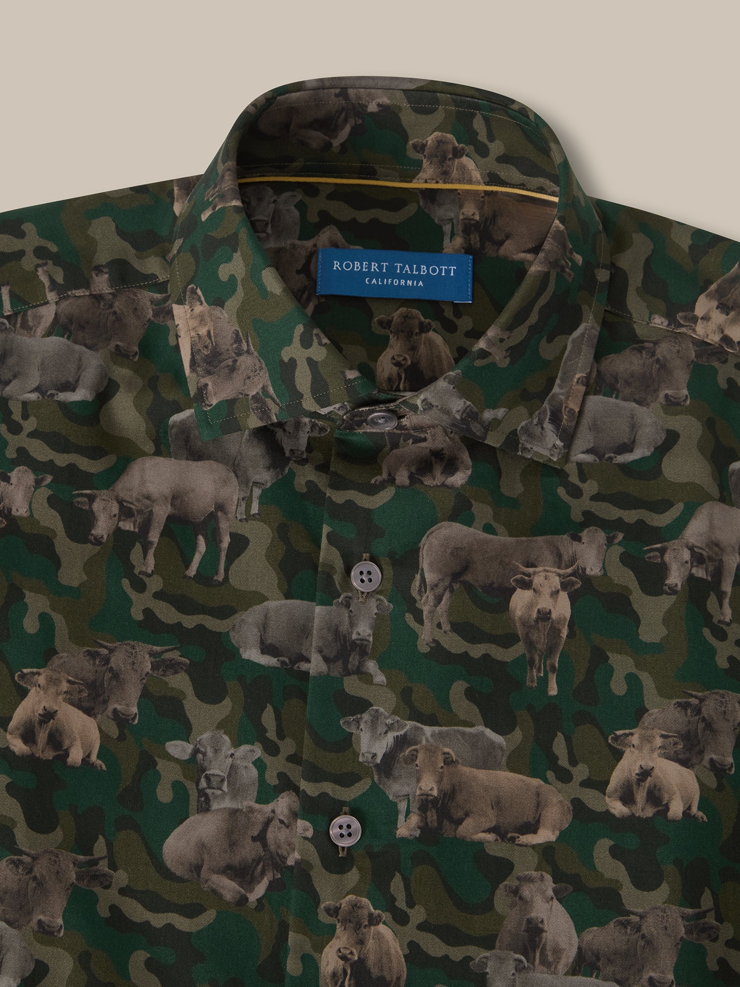 Robert Talbott Casual Shirts Reynolds Ca-Moo-Flage camicia oliva