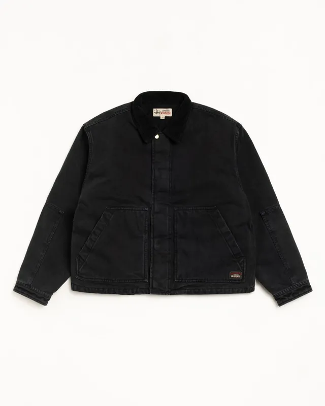 Stussy Workgear Jacket giacca nera canvas cotone boxy