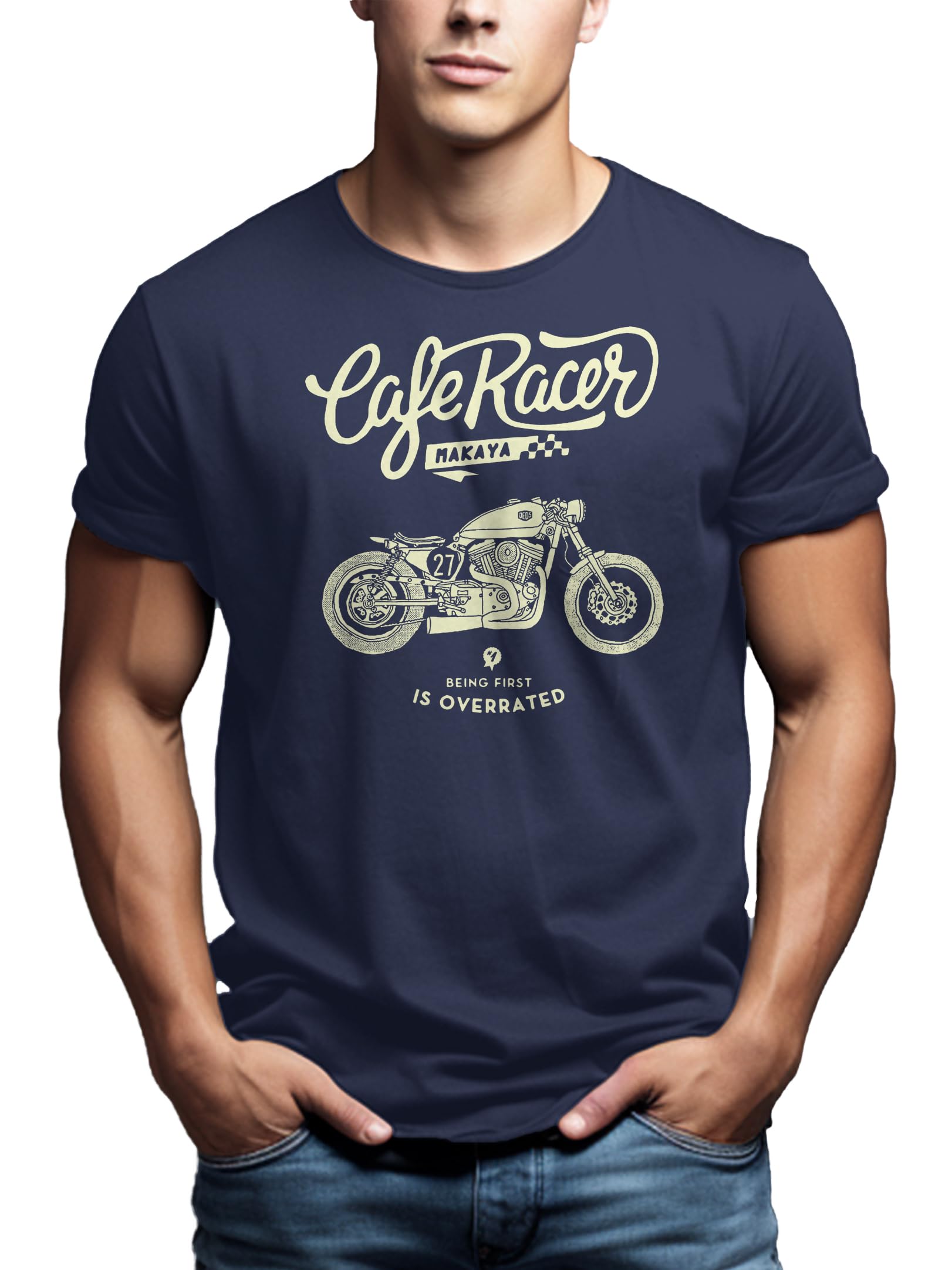 MAKAYA Biker Moto T-Shirt Uomo XL Cotone
