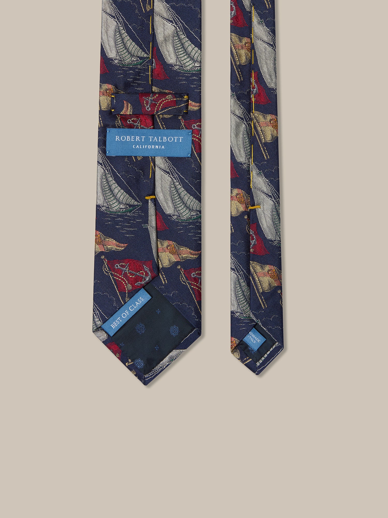 Robert Talbott Boat Flags Cravatta Seta Blu Navy