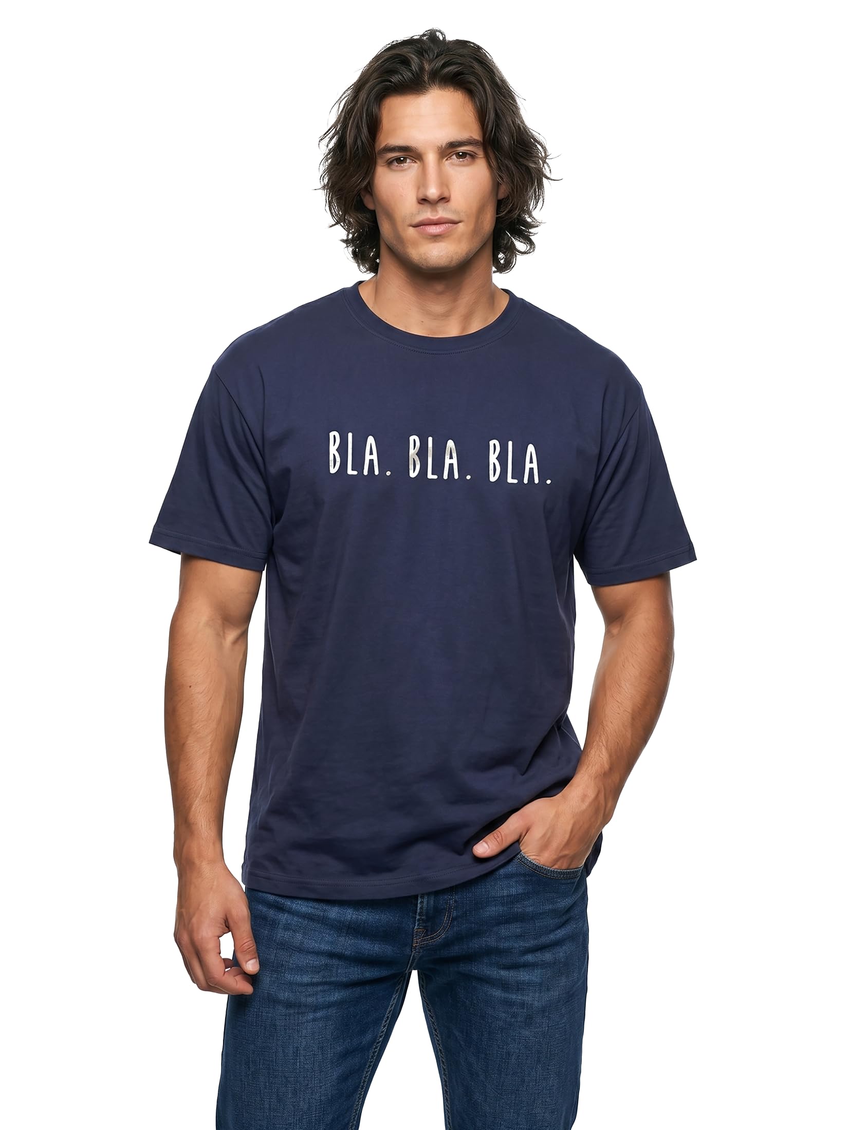 MAKAYA Bla Bla Bla T-Shirt Uomo M Cotone Scritte