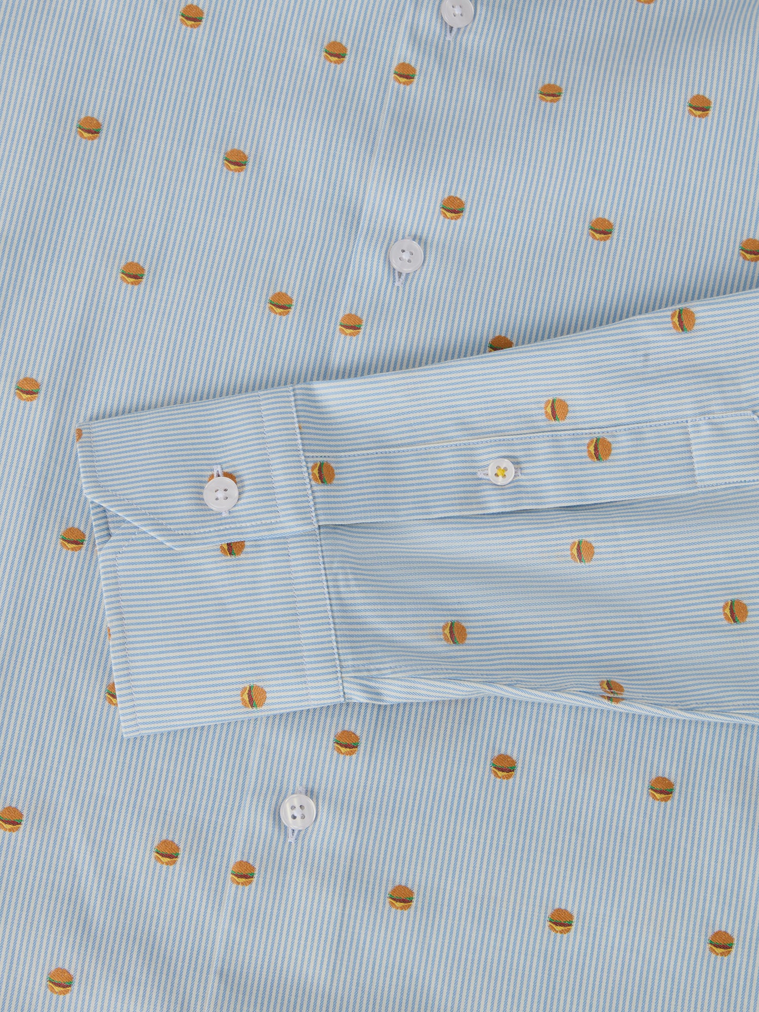 Robert Talbott Reynolds Burger camicia bianca fantasia